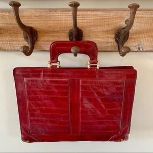 Vintage genuine eel skin large clutch hand bag